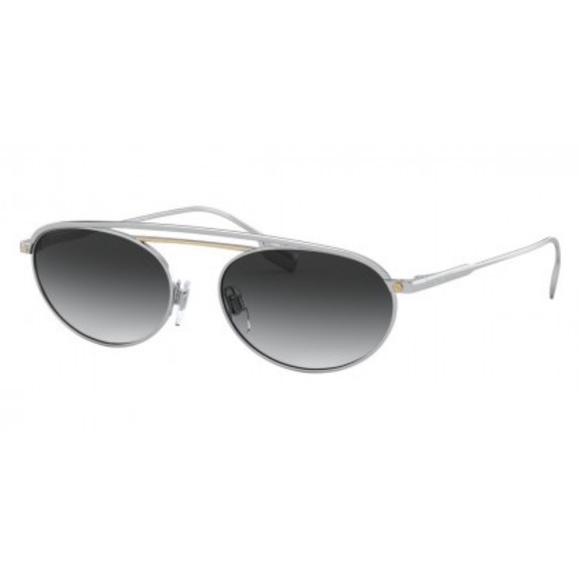 BURBERRY BE 3116 WREN SILVER/GOLD/SMOKE GRADIENT OVAL SUNGLASSES - Picture 2 of 5